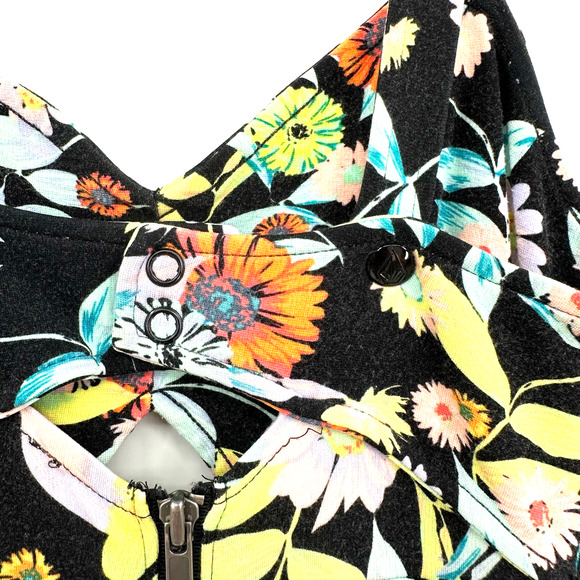 Volcom size Small black floral‎ sleeveless dress with cutouts mini dress - Picture 5 of 8